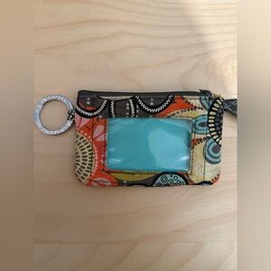 Vera Bradley Card Case Wallet with Key Chain and Zip Up